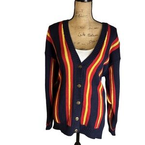 Vintage Liz Sport striped button down sweater oversized medium